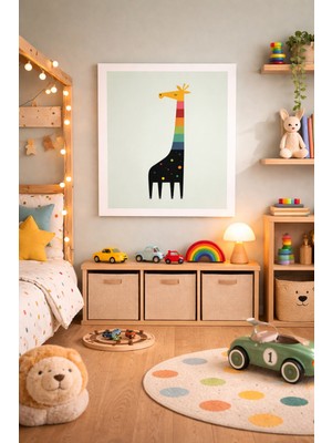 JHAAR Zürafa Tasarımlı Çocuk Odası Çerçeve Görünümlü Mdf Tablo - 25X25 cm