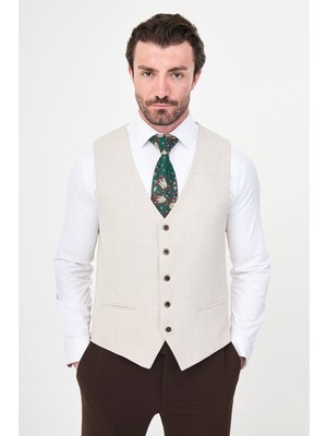 MCR Dokulu Slim Fit Klasik Erkek Yelek