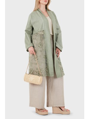 Viadante Via Dante % 100 Keten Dantel Detaylı Kimono Bayan Kimono 6909330