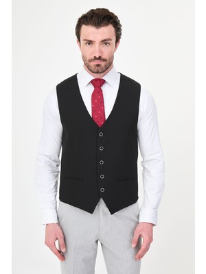 MCR Dokulu Slim Fit Klasik Erkek Yelek