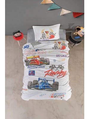 Clasy Ranforce %100 Pamuk Nevresim Takımı Tek Kişilik Speed Time V1 Gri