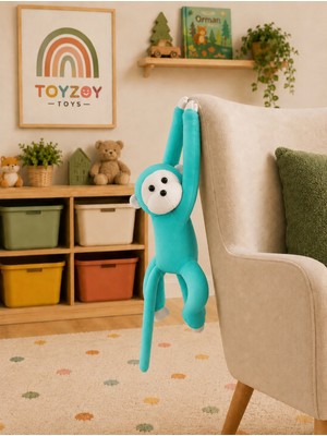 Toyzoy Toys Maymun Yapışkanlı Vikvik Sesli, 60 cm - En Samimi Oyun Arkadaşı-Maymun Peluş Oyuncak