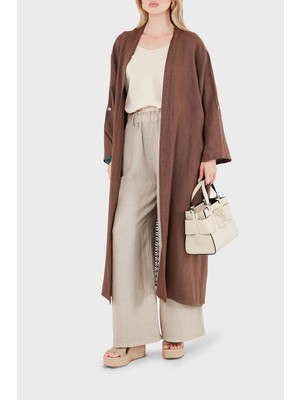 Via Dante % 100 Keten Dantel ve Brode Işleme Detaylı  Kimono Bayan Kimono 7183609