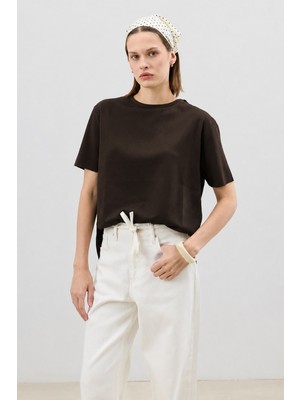 Antioch Açık Kahve Dökümlü Kadın T-Shirt