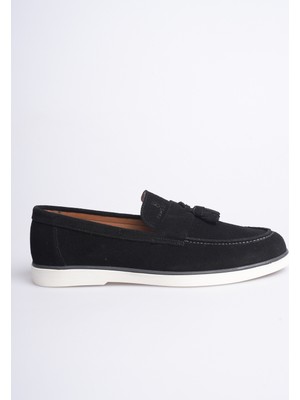 Fame Step Hakiki Deri Erkek Loafer Ayakkabı Bej Süet Günlük Rahat Casual Mokasen Püsküllü Siena