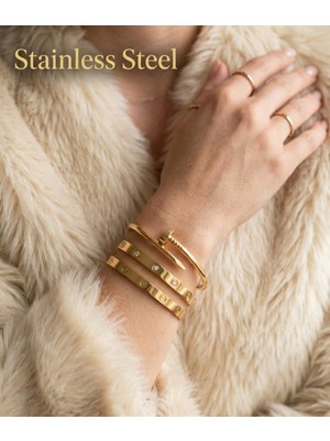Stainless Steel Gold Renk 3 Adet Çelik Bileklik Set