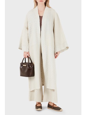 Via Dante % 100 Keten Brode Işlemeli Kimono Bayan Kimono 69912196