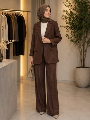 Alina Çizgili Blazer Takım