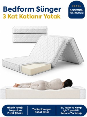 Homedius Bedform Sünger 3 Kat Katlanır Yatak 90X190X12