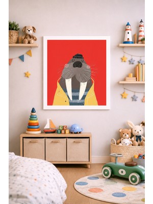 JHAAR Sevimli Mors Çocuk Odası Çerçeve Görünümlü Mdf Tablo - 25X25 cm