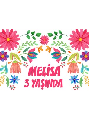 Reysa Tasarım Çiçekkler Temalı Doğum Günü Afişi - 50X70 cm