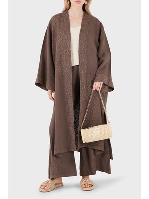 Via Dante % 100 Keten Brode Işlemeli Kimono Bayan Kimono 69912196