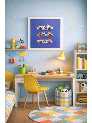 JHAAR Araba Tasarımlı Çocuk Odası Çerçeve Görünümlü Mdf Tablo - 25X25 cm