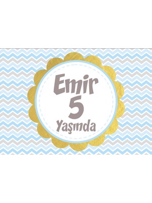 Reysa Tasarım Mavi Çizgili Doğum Günü Afişi - 35X50 cm