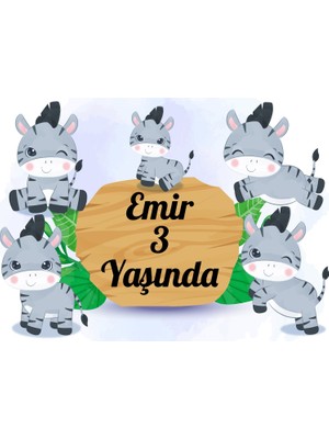 Reysa Tasarım Zebra Temalı Doğum Günü Afişi - 50X70 cm