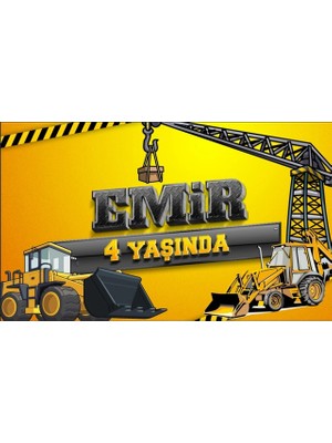Reysa Tasarım Inşaat ve Iş Makineleri Doğum Günü Afişi - 100X150 cm