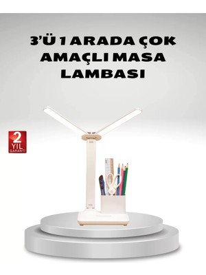 Hace Bazaar Kısılabilir LED Masa Lambası – Kalemlik ve Telefon Standlı, Göz Yormayan Işık