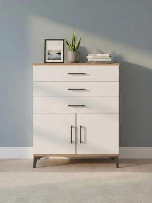 Arges Şifonyer Tek Raflı 3 Çekmeceli 2 Kapaklı 88X30X106 Çam-Aytaşı