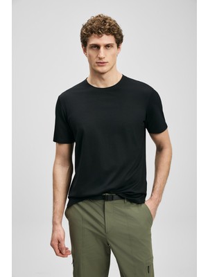 Lufian Erkek Fınto Modern Grafik T-Shirt 111020323 Siyah