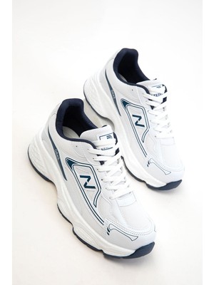 Zerenyus DRKSTP-182 Premium Fileli Ortopedik Taban Beyaz Laci Kadın Sneaker