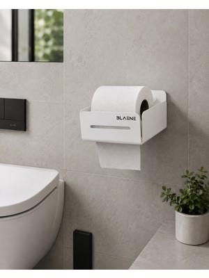 Blaene Mat Beyaz 304 Paslanmaz Çelik Kapalı Kasa Tuvalet Kağıtlığı - BTH-007