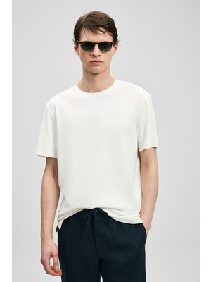 Lufian Erkek Fınto Modern Grafik T-Shirt 111020323 Beyaz