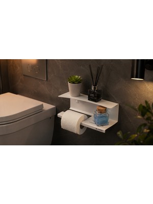Blaene Mat Beyaz 304 Paslanmaz Çelik Premium Raflı Tuvalet Kağıtlığı - BTH-006