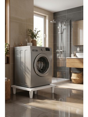 Robeve Çamaşır Makinesi Yükseltici Standı ve Kurutma Makinesi Yükseltici Standı – Dayanıklı 5 Ayaklı Makine Yükseltme Platformu, Ergonomik Çamaşır Makinesi Altlığı, Beyaz Eşya Yükseltici Sehpası