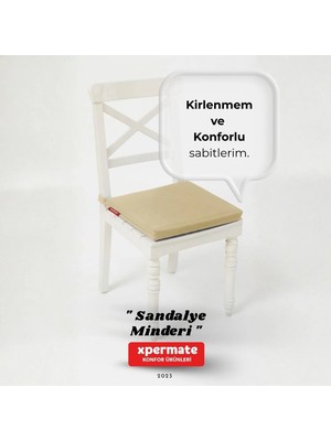 Xpermate Sandalye Minderi 40x40 cm Fermuarlı Su Geçirmez Leke Tutmaz Bağcıklı Bahçe Balkon Minderi Seti Bej