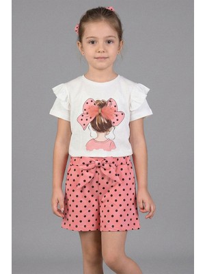 Kinderos Puantiyeli Fiyonk Detaylı Kız Çocuk Ikili Takım - 26Y 0711
