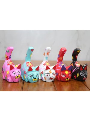 Hace Bazaar Ahşap 5'li Kedi Seti Model 4
