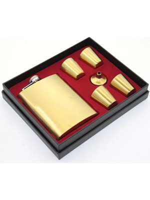 Hace Bazaar Paslanmaz Çelik 4 Shot Bardaklı Matara Seti Gold