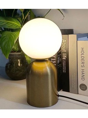 Buiva Modern Tasarım Venüs Abajur Beyaz Glop Camlı Kablolu Tak Çalıştır Masa Lambası Eskitme Gold Sarı
