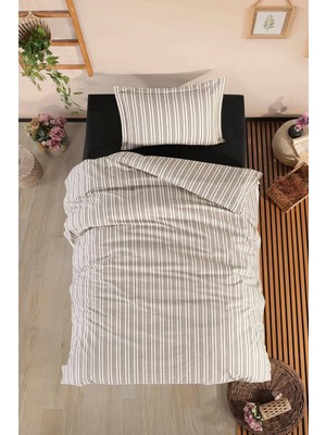 Clasy Ranforce %100 Pamuk Nevresim Takımı Tek Kişilik Dezza V1 Füme