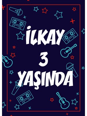 Reysa Tasarım Müzik Aletlerii Temalı Doğum Günü Afişi - 100X150 cm