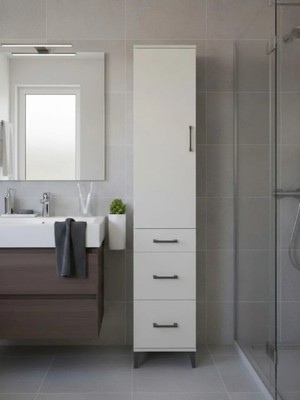 Dienni Hyperion Çok Amaçlı Dolap Mutfak Banyo Dolabı 2 Raflı 3 Çekmeceli Tek Askılı 44X44X221 Aytaşı-Aytaşı