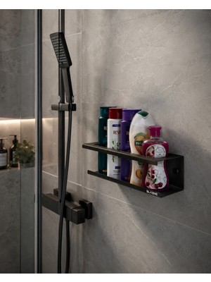 Blaene Mat Siyah 304 Paslanmaz Çelik Şampuanlık ve Banyo Organizeri - BTH-018