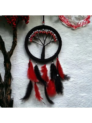 Hace Bazaar Siyah Kırmızı Hayat Ağacı Dream Catcher