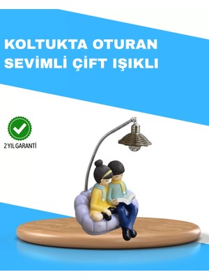 Hace Bazaar Romantik Çift Temalı Dekoratif Masa Lambası Yumuşak LED Işık
