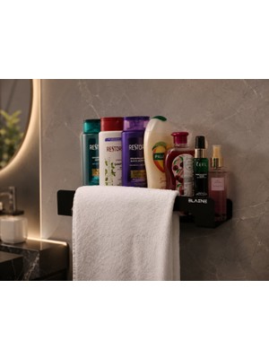 Blaene Mat Siyah 304 Paslanmaz Çelik Raflı Havluluk - BTH-005