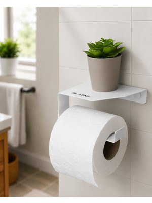 Blaene Mat Beyaz 304 Paslanmaz Çelik Premium Raflı Tuvalet Kağıtlığı - BTH-014A