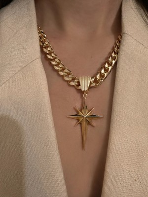 OkkoStore Kalın Zincirli Kuzey Yıldız Kolye