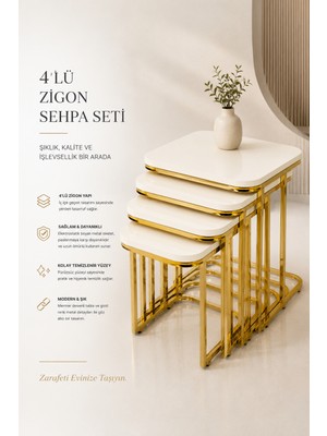 Evitaç 4’lü Tekerlekli Zigon Sehpa