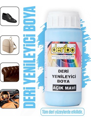 Deribo Açık Mavi Deri Yenileyici Boya 100ML Sünger Hediyeli Koltuk Ayakkabı Çanta İçin