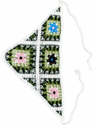 Sibel Günay Butik El Örgüsü Çiçek Motifli Üçgen Saç Bandanası – Bohem Yazlık Bandana