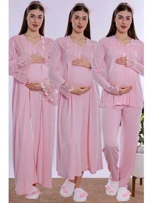 bylohusa Doğum Öncesi Sonrası Emzirme Özellikli Hamile Lohusa Seti Effortt - Pembe