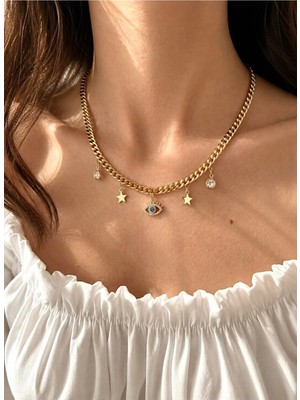 OkkoStore Çok Charmlı Kirpikli Göz Kolye