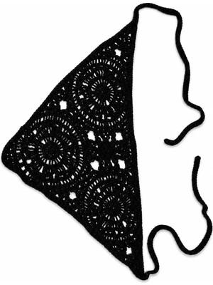 Sibel Günay Butik El Örgüsü Çiçek Motifli Üçgen Saç Bandanası – Bohem Yazlık Bandana