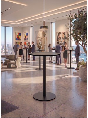 İrem Matte Prime Füme Yuvarlak Kompakt Laminant 102CM Bistro Metal Masa - Cafe, Otel, Restoran Masası