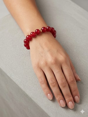 Rose Doğaltaş 10 mm Kızıl Akik Doğaltaş Bileklik Unisex